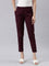 Women Solid Dark Purple Cotton Pencil Pant