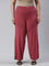 Women Solid Rusty Pink Viscose Mid Rise Knit Palazzos