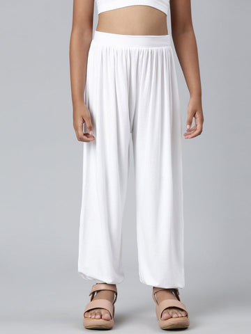 Girls Solid White Harem Pants