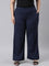 Women Solid Navy Ponte Wide Leg Pants