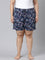 Women Printed Blue Cotton Knit Lounge Shorts