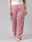 Women Printed Red Cotton Lounge Pants