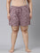 Women Printed Purple Cotton Knit Lounge Shorts