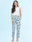 Blue Cotton Knit Printed Lounge Pants