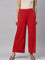 Women Solid Cherry Viscose Mid Rise Knit Palazzos