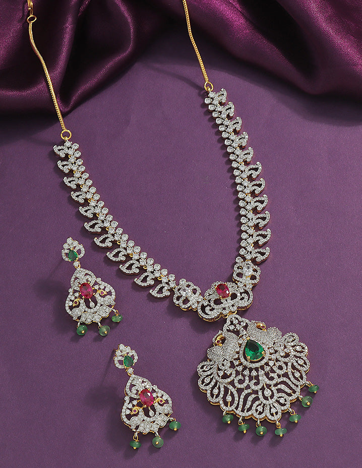 Designer GJ Polish Zirconia Necklace Set