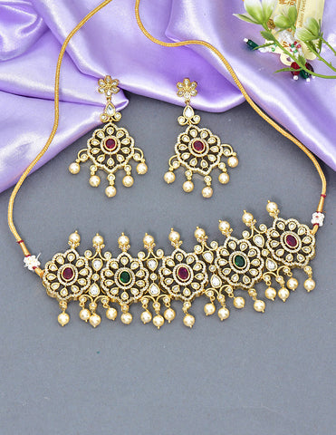 Zirconia Gold Choker Set