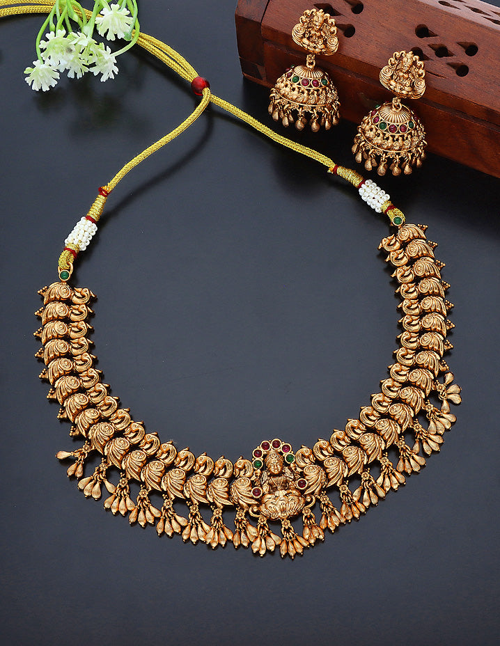 Designer Matt Lakshmi Devi Kempu Necklace Set