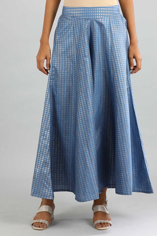 Blue Flared Printed Palazzos