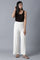 White Solid Straight Fit Palazzo With Elasticated Waistband