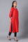 Red Boat Neck Polka kurta