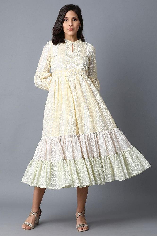 Yellow Tiered Voile Dress