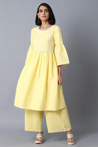 Pale Yellow Gathered Dress