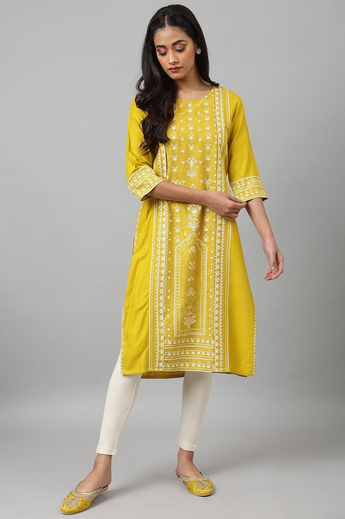 Mustard Yellow Placement kurta