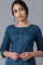 Blue Round Neck Solid kurta