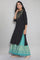 Black Mandarin Collar Solid Straight kurta