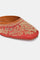 Rust Square Toe Embroidered Flat-Snazish