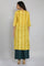 Yellow Embroidered Striped Straight kurta