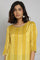 Yellow Embroidered Striped Straight kurta