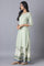 Sage Green Printed kurta with Organza Detail