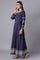 Oxford Blue Embroidered Kalidar Flared Dress