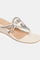 W Beige Embroidered Almond Toe Wedge-Whannah