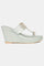 W Embroidered Pastel Green Almond Toe Platform