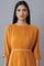 Orange Pleated kurta-Slim Pants Set