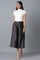 Black Solid Flared Cotton Culottes With Drawstring