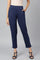 Blue Cotton Lycra Women Pants