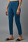 Blue Solid Flared Cotton Pants With Elasticated Waist