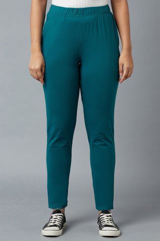 Blue Cotton Lycra Jersy Pants