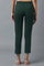 Bottle Green Solid Straight Fit Trousers With Pintuck Detail