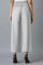Silver Solid Straight Fit Cotton Palazzo With Elasticated Waistband