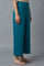 Teal Green Solid Straight-fit Cotton Palazzo with Side Pockets