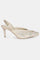 W Embroidered Beige Pointed Toe Stiletto