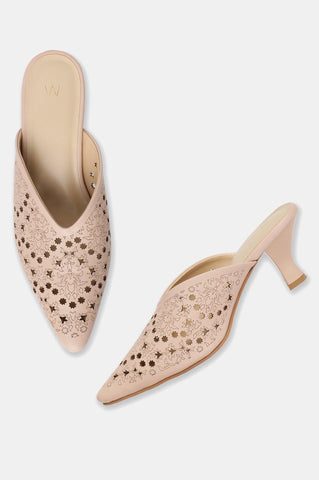 W Nude Closed Laser Cut Block Heel-Wpaula