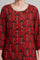 Red Hand Block Print A-Line kurta