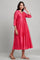 Pink Anarkali V-Neck kurta