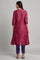 Dark Pink Mandarin Neck Panelled kurta