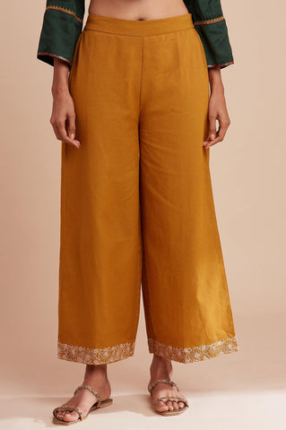 Light Yellow Solid Parallel Pants