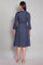 Navy Blue Stripe Print Shirt Dress