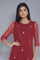 Dark Red Embroidered kurta