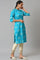 Turquoise Blue Printed kurta