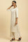 Off White Thread Embroidered And Side Stripe Kurta And Pants Set