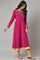 Pink Zari Embroidered Straight Kurta, Pant And Dupatta Set