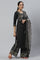 Black Printed kurta with Straight Palazzo and Dupatta