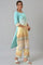 Blue Yarn-dyed Roud Neck kurta with Yellow Pants