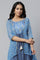 Blue A-line Gillet and Dress Set