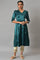 Dark Green Beaded Silk kurta